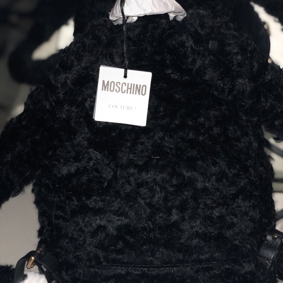 MOSCHINO COUTURE BLACK MOHAIR TEDDYBEAR BACKPACK - Picture 7 of 8